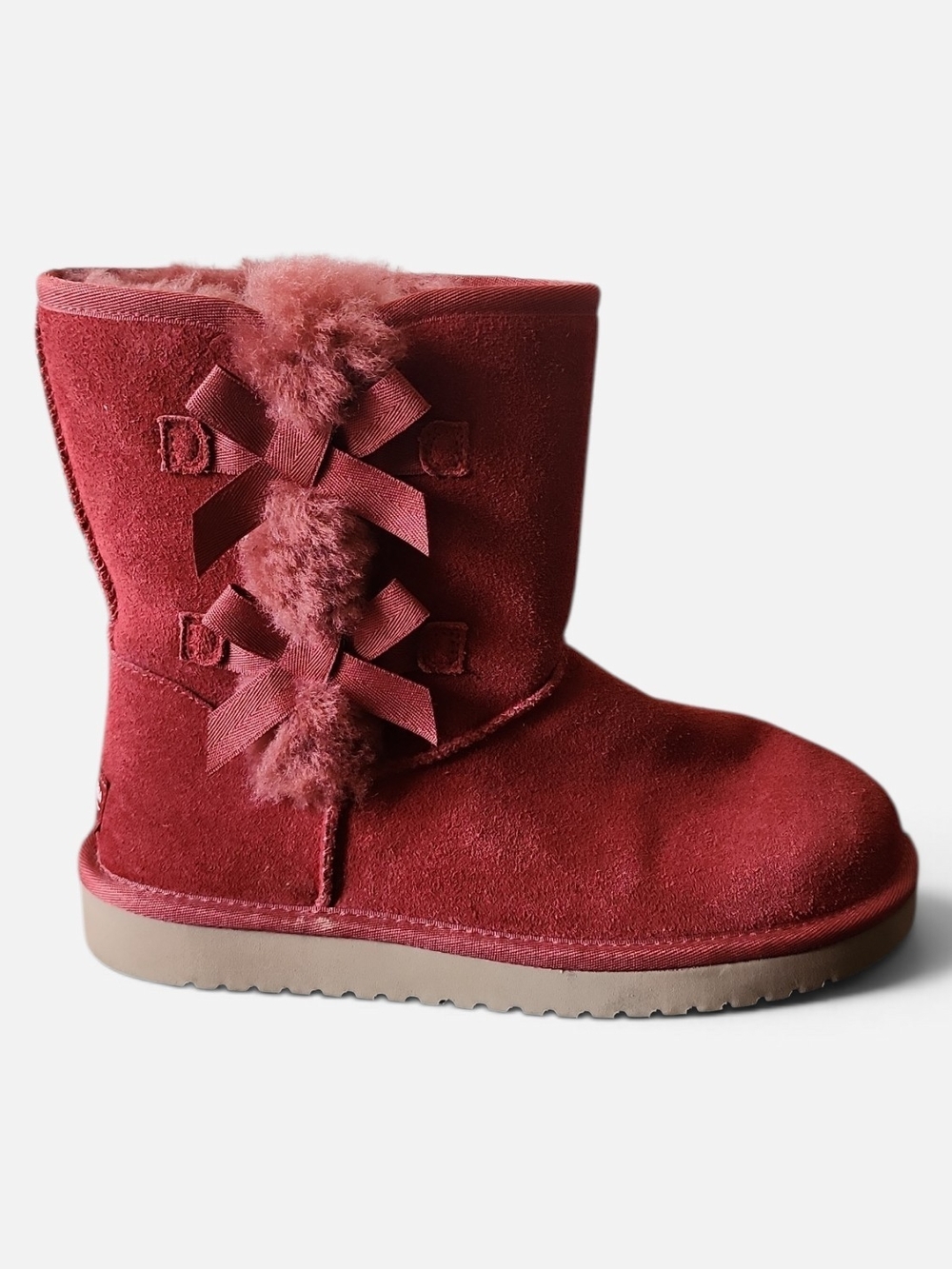 Koolaburra by UGG Victoria Short Red Boots Women Sz 9 Coquette Winter Cozy Bows